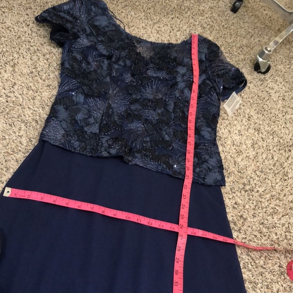 NWT Alex Evenings Formal Maxi Dress Size 6 Navy Blue Sequin - Picture 11 of 12